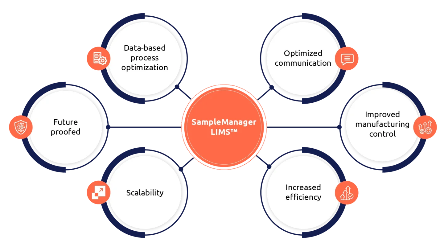 graphic with bubbles to describe the Martinswerk sample manager